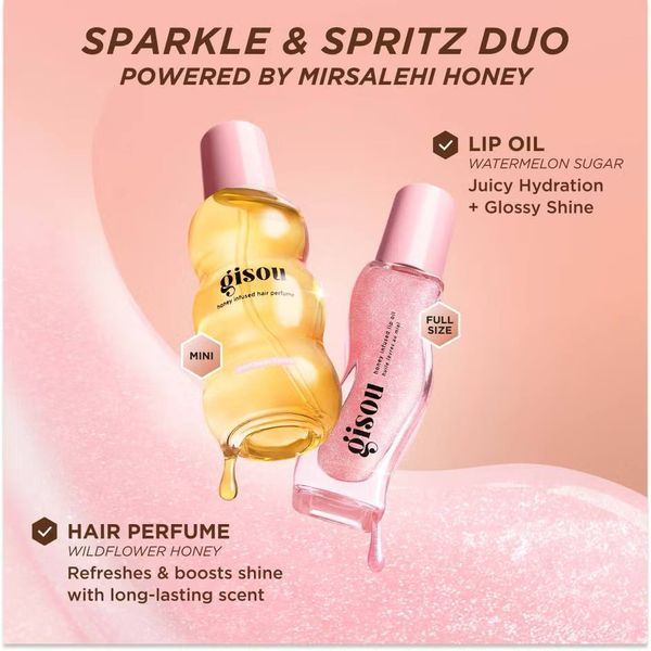 Подарунковий набір Gisou Sparkle & Spritz (парфум для волосся 15 мл + олія для губ 8 мл) COS-312 фото