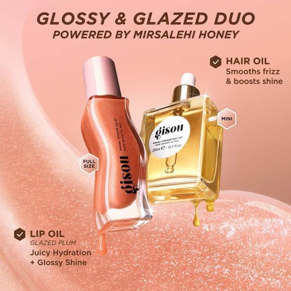 Подарочный набор Gisou Gloss & Glazed Set (Hair Oil 20 ml + Lip Oil 8 ml) COS-313 фото